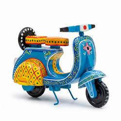 Varanasi Wooden Lacquerware &Toys-Blue-Engineered Wood-Handcrafted Wooden Scooter Hand Painted Varanasi