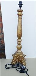 Saharanpur Wood Craft-Anti. Golden-Mango Wood-Table Lamp Without Shade