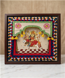 Orissa Pattachitra-Off-white-Canvas, Polly Cotton, Mdf Bord, Fibre Frame-Pattachitra & Pipili Chandua (applique) Wall Hangi